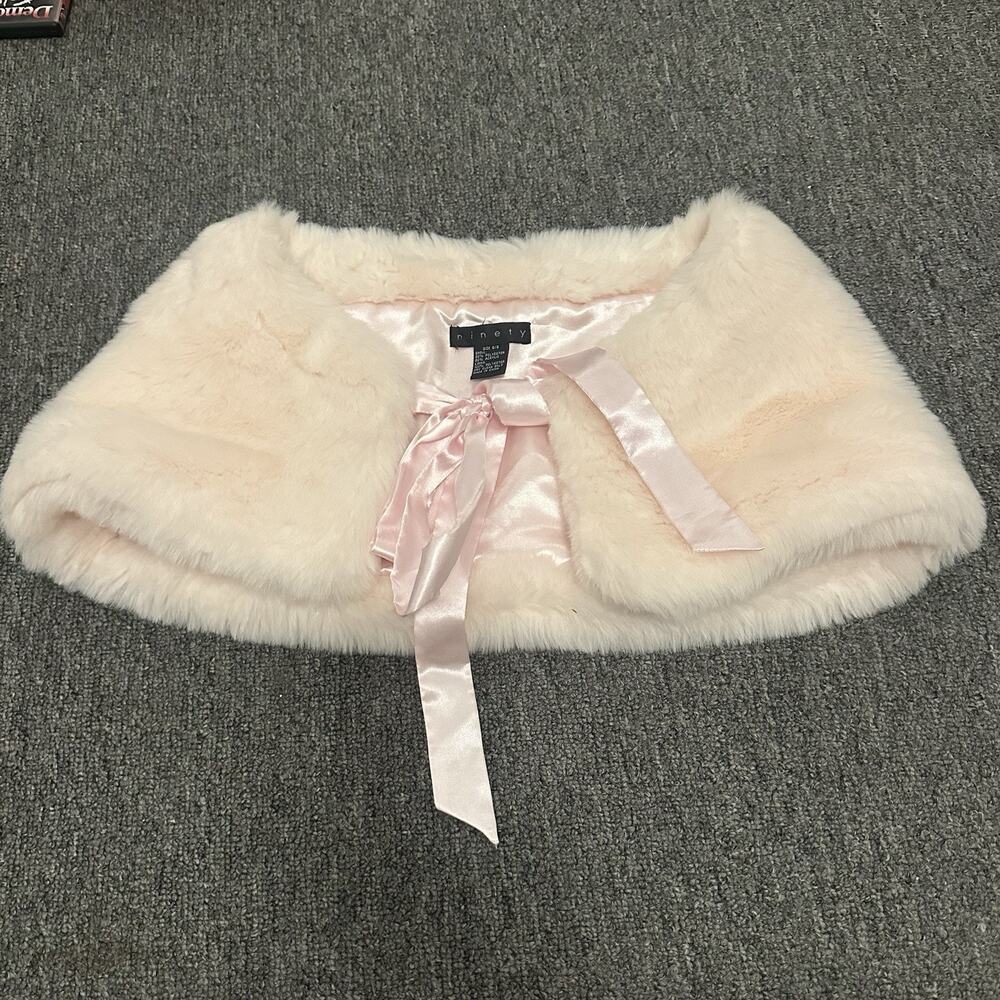 Ninety light pink blush faux fur capelet wrap One Size